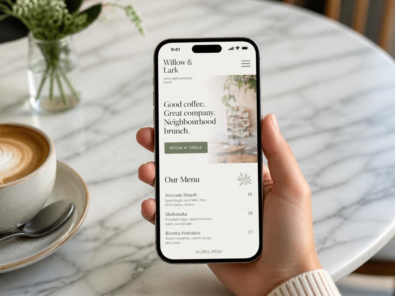 Willow & Lark — Neighbourhood café website designed by AC's Web Design