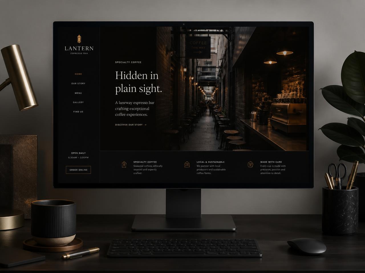 Lantern Espresso Bar — Hospitality venue website designed by AC's Web Design